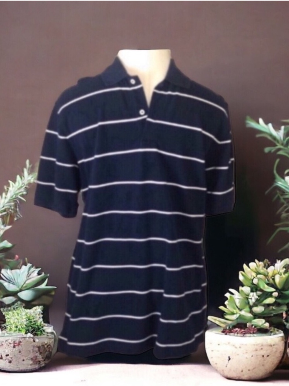 Merona Blue & White Striped Polo